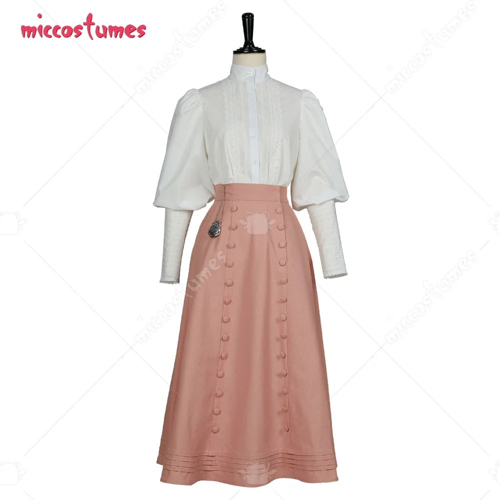 

DAIZBELLA Юбка эпохи Возрождения Женские макси-юбки с высокой талией для женщин Средневековая ретро-юбка в стиле суда Розовые пуговицы с оборками Хэллоуин