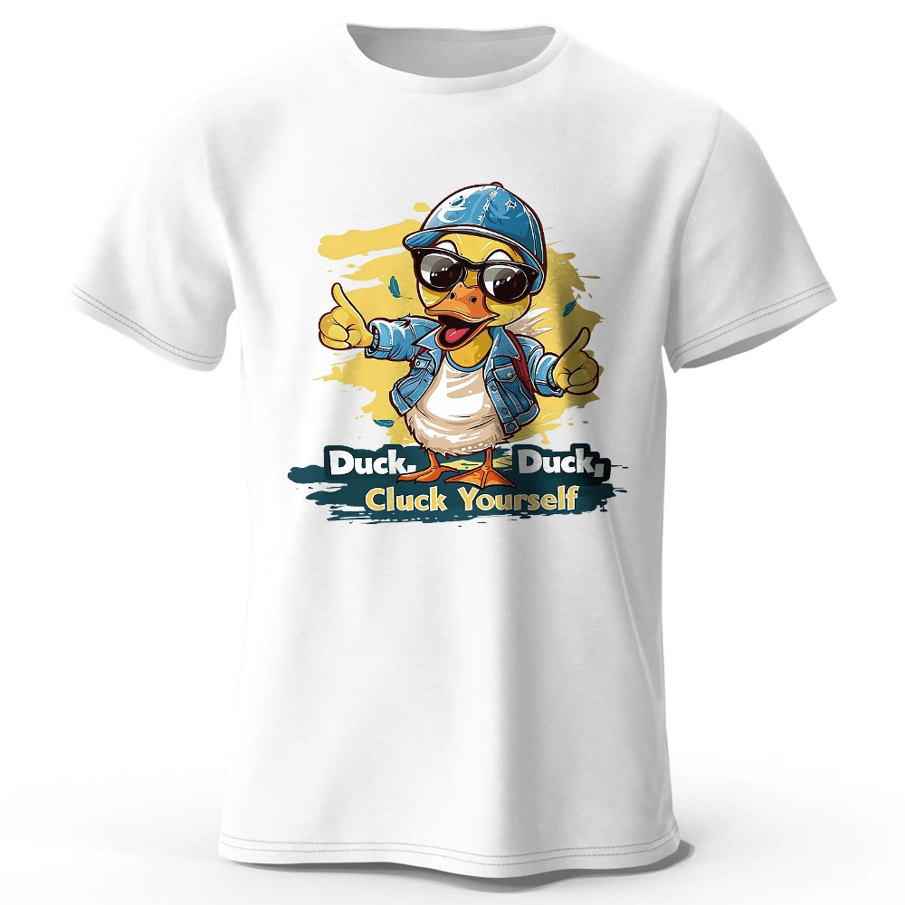 Men's Cluck Yourself Printed T-Shirt 100% Cotton Oversized Edgy Graphic Tees for Women Summer Tops Punk Streetwear