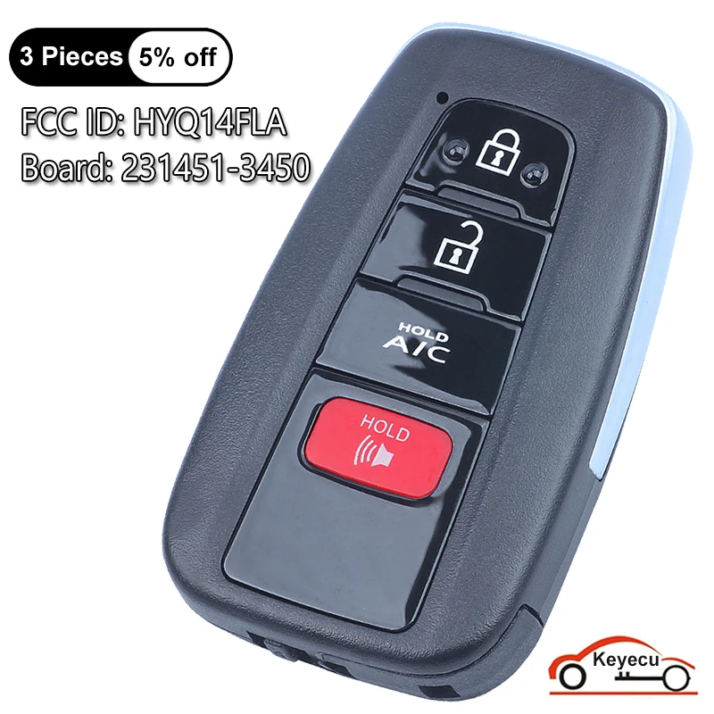 KEYECU 4 przyciski 314.3MHz dla Toyota Prius Prime 2021 2022 Auto obudowa inteligentnego pilota z kluczykiem samochodowym Fob 231451-3450 HYQ14FLA