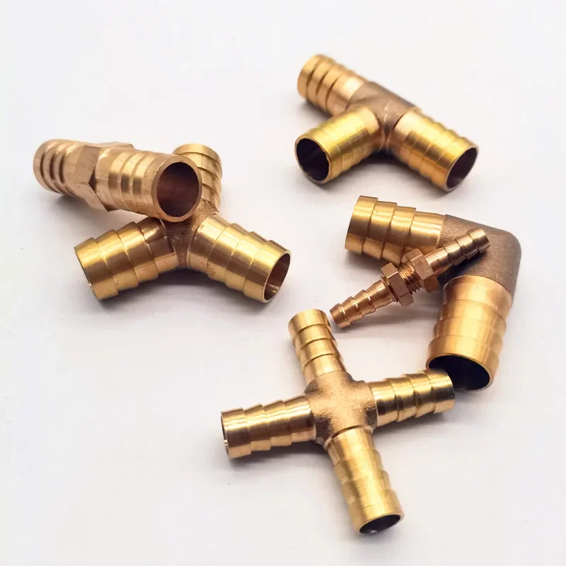 Brass barb pipe fitting, 2, 3, 4-way brass joint, used for 4mm 5mm 8mm 12mm 16mm 19mm hose, copper tower water pipe fitting