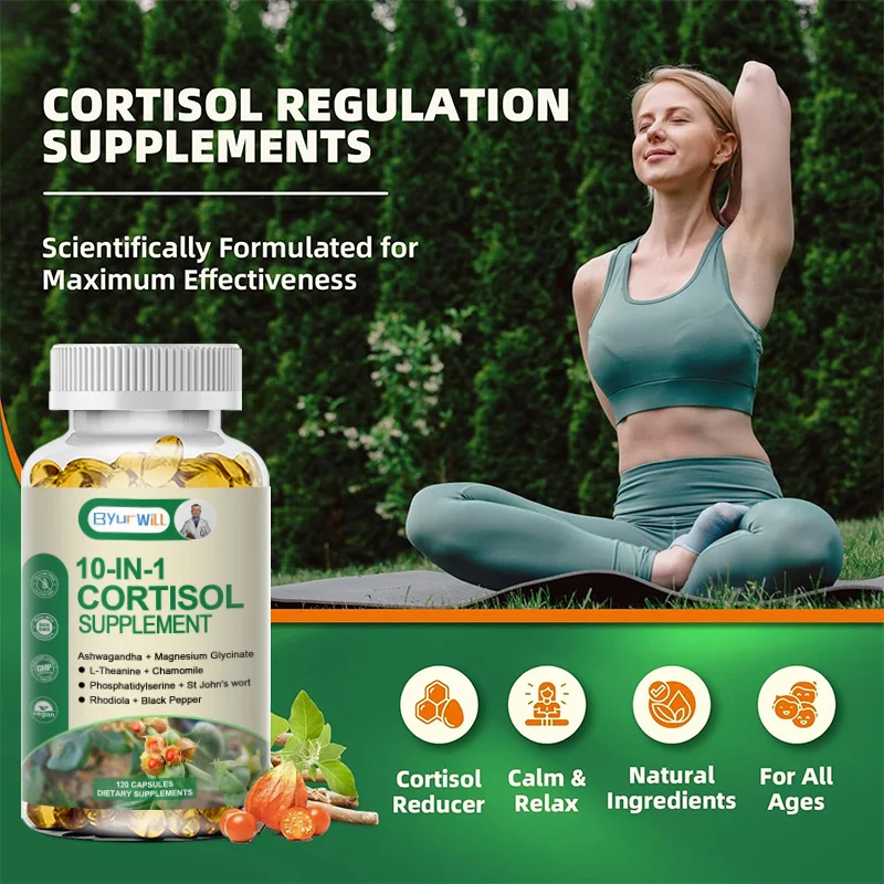 Cortisol Supplements - 10-in-1 Cortisol Reducer with Ashwagandha,Lower High Cortisol Levels, Night Support & Relief Stress