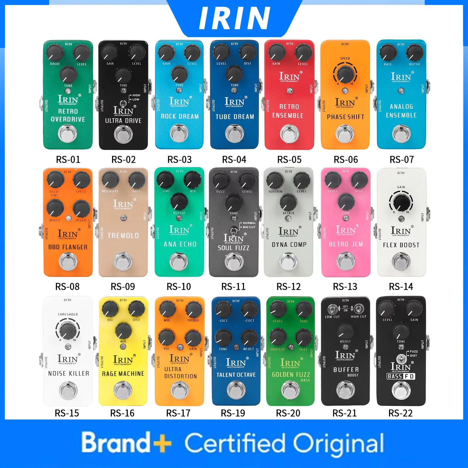 Pedal de Efeito para Guitarra Elétrica IRIN Octave/Compressor/Booster/Overdrive/Distortion/Fuzz/Ensemble/Flanger/Tremolo True Bypass