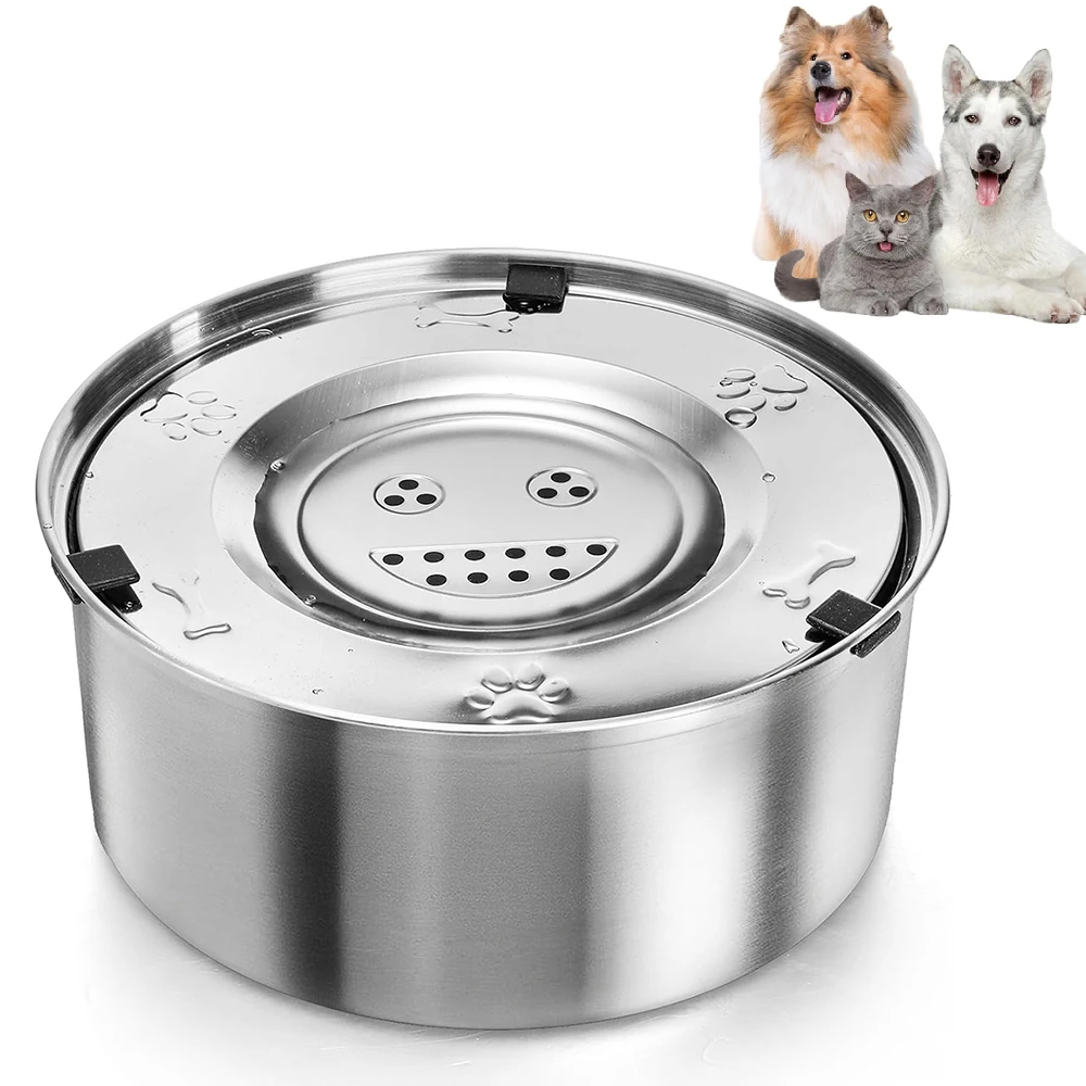 Dog Water Feeder Bowl，Big Capacity Stainless Steel Dog Cat Pet Floating Bowl，No Spill Anti-Splash Dog Water Dispenser Bowl