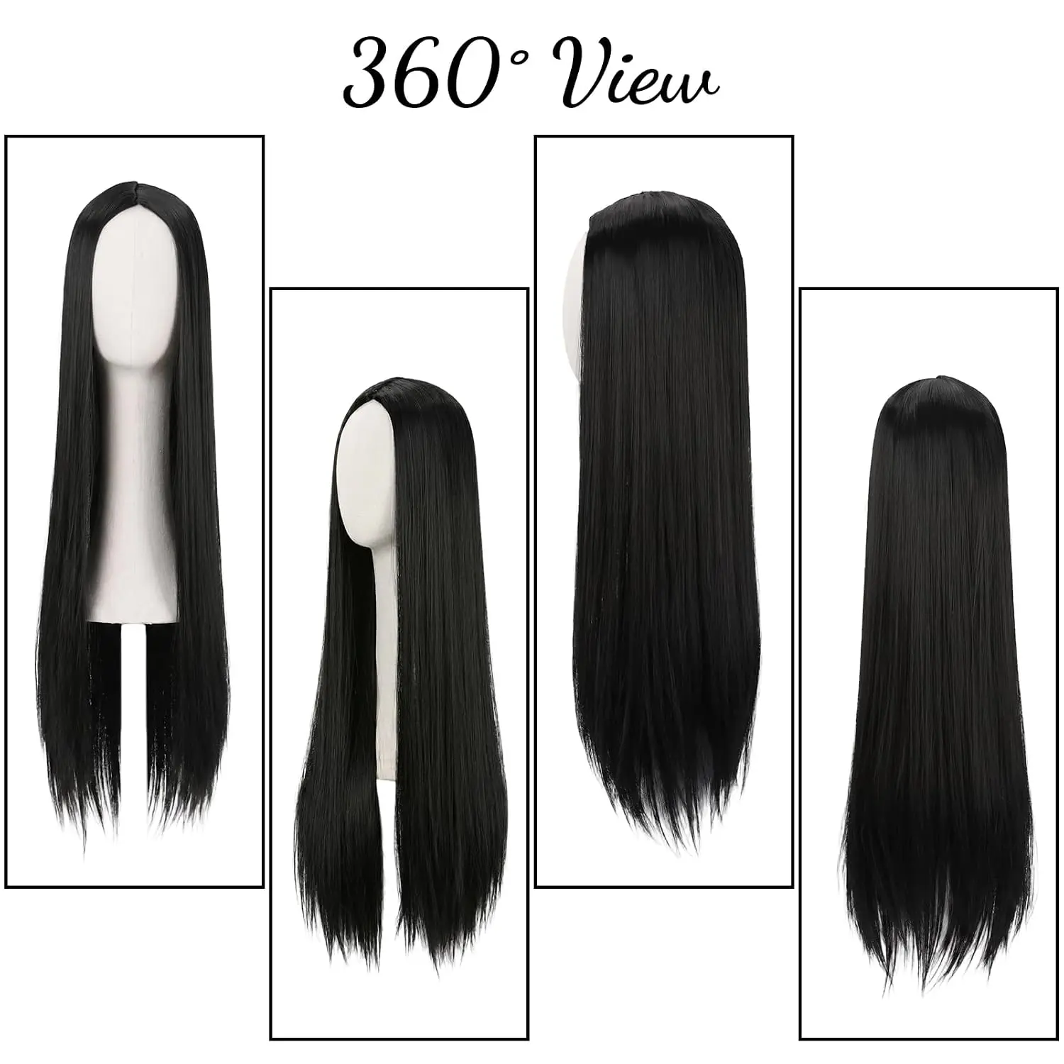 Long Straight Black Wig for Women Halloween Cosplay Hair Anime Costume Waist Length Black DIY Wig for Party Witch Masquerade
