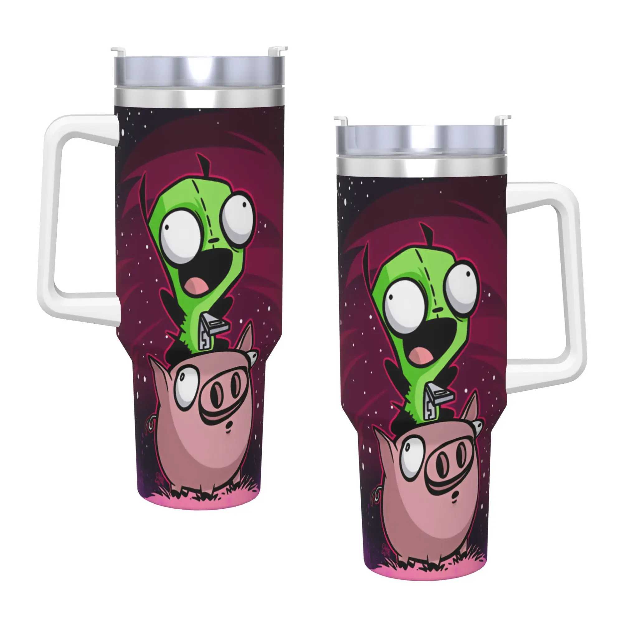 Stainless Steel Tumbler Gir Car Mugs With Straws Invaders Zims Driving Hot Drinks Water Bottle Insulated Large Thermal Mug