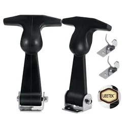 2pcs T-Handle Hasp Hold-down Kit Rubber Buckle Stainless Steel T-Handle Hasp Hood Catch For Cart Tool Box Car Vehicle Engine