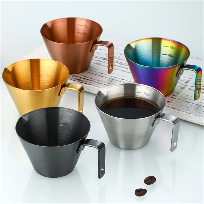 100ml Stainless Steel Coffee Mug Espresso Cup with Scale Mini Coffee Extract Mugs Tea Milk Measuring Cups Drinkware Enjoy