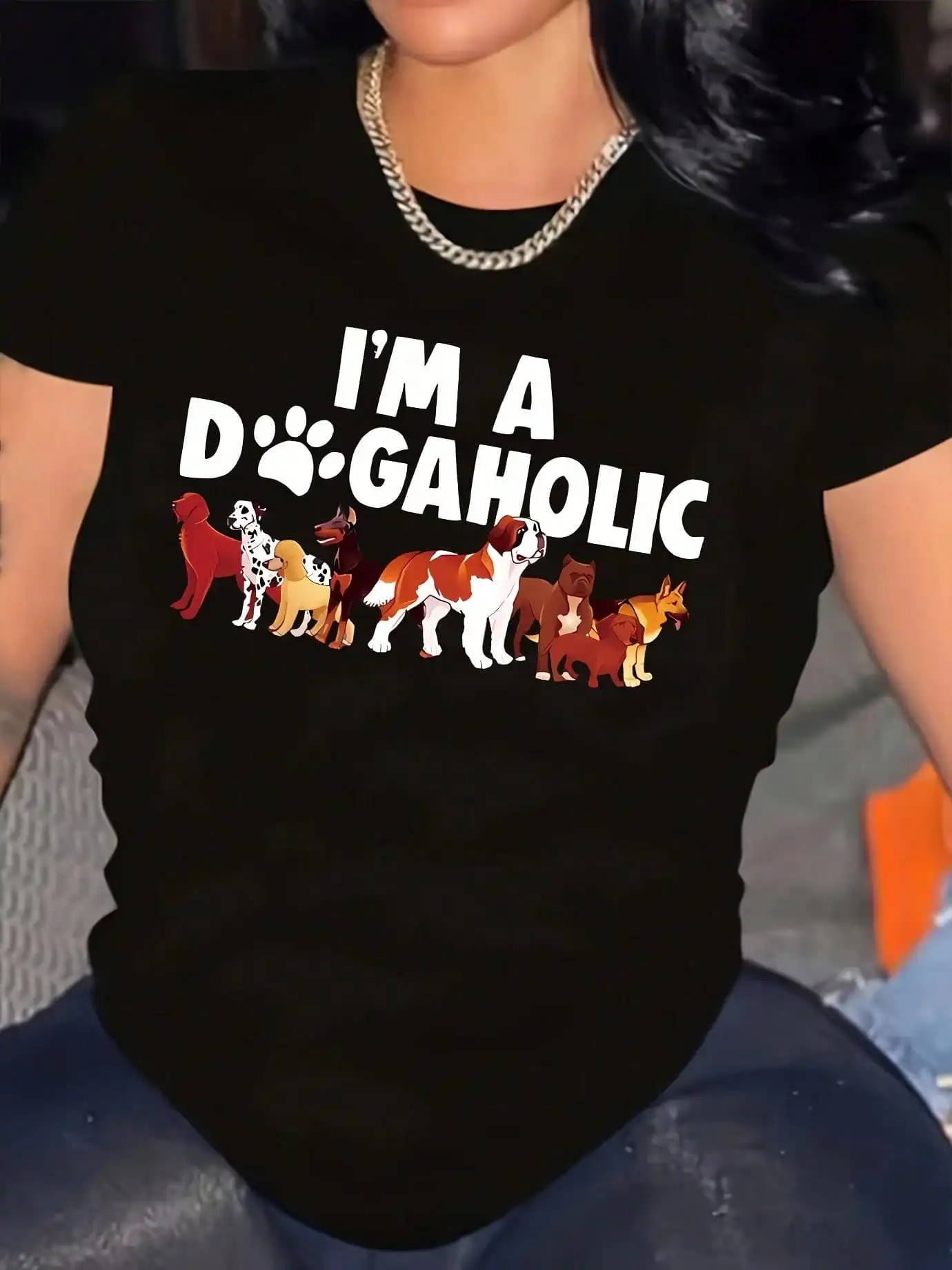 

Женская повседневная футболка больших размеров с уникальным буквенным принтом — круглый вырез, короткий рукав, эластичная смесь полиэстера, можно стирать в машине