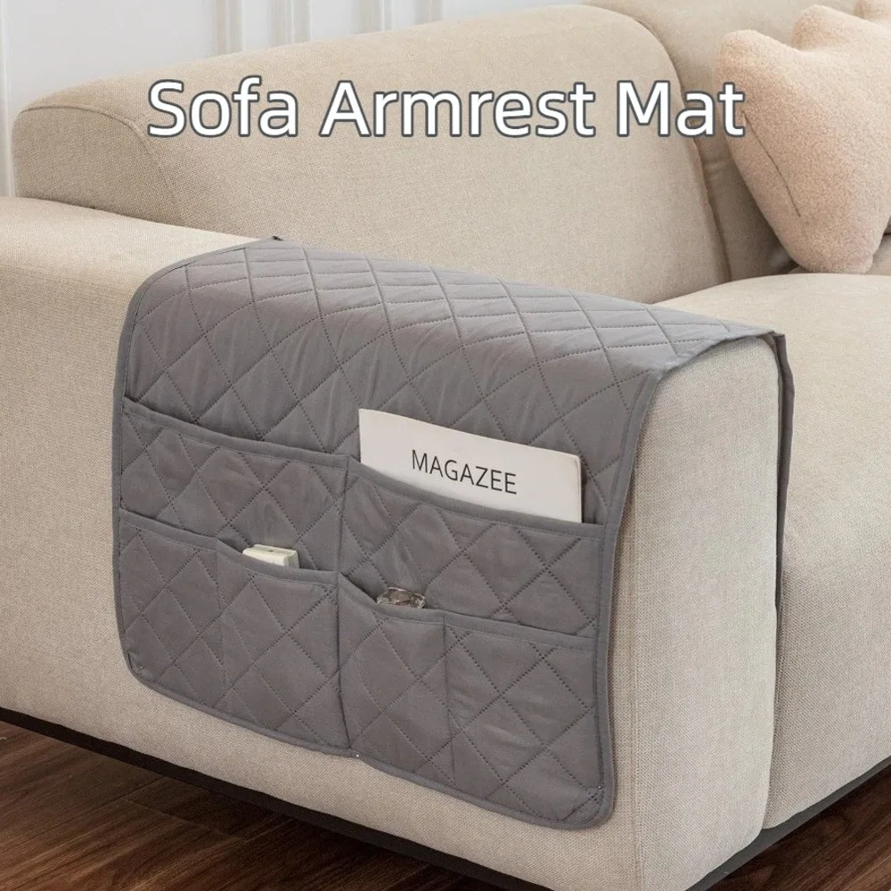 New Anti-dirty Sofa Armrest Covers with Storage Bag Waterproof Couch Arm Slipcover Washable Armrest Protector for Living Room