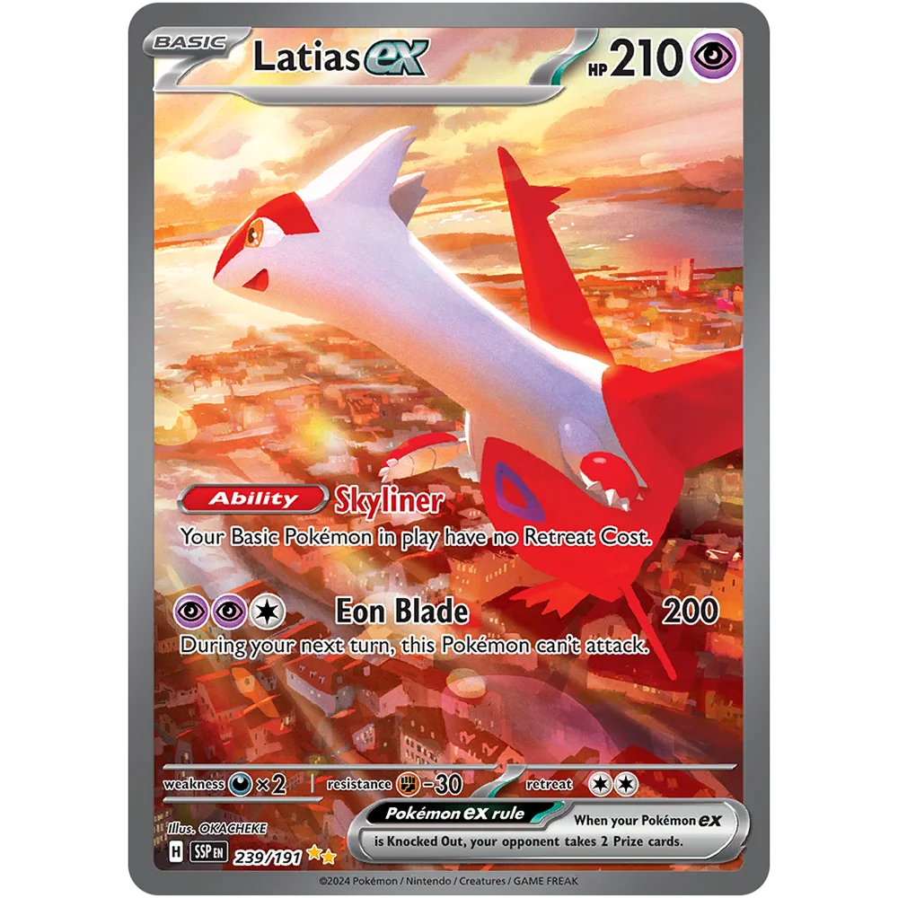 PKM Surging Sparks (SSP) PTCG holographic Rare Proxy Game Cards Pikachu/Milotic/Latias ex Latios Hydreigon/Alolan Exeggutor ex