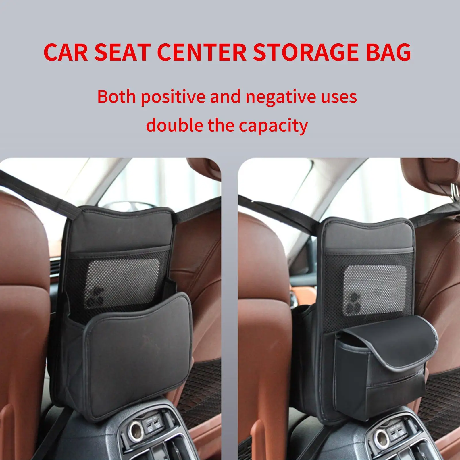 

Between Seat Car Organizer PU Leather Box With Compartments Front Seat Car Organizer For Snack Key Cup Purse SUV Backseat