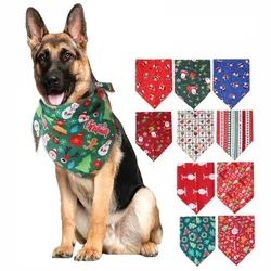 Dog  Christmas Triangle Cat Scarf Printed Pet Dress Up Triangle Scarf Saliva Towel Christmas Decoration Bib Big Dog Pet Supplies