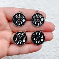 10pcs Enamel Sun Moon Charm for Jewelry Making Necklace Pendant Earring Accessories Diy Craft Supplies White Plated