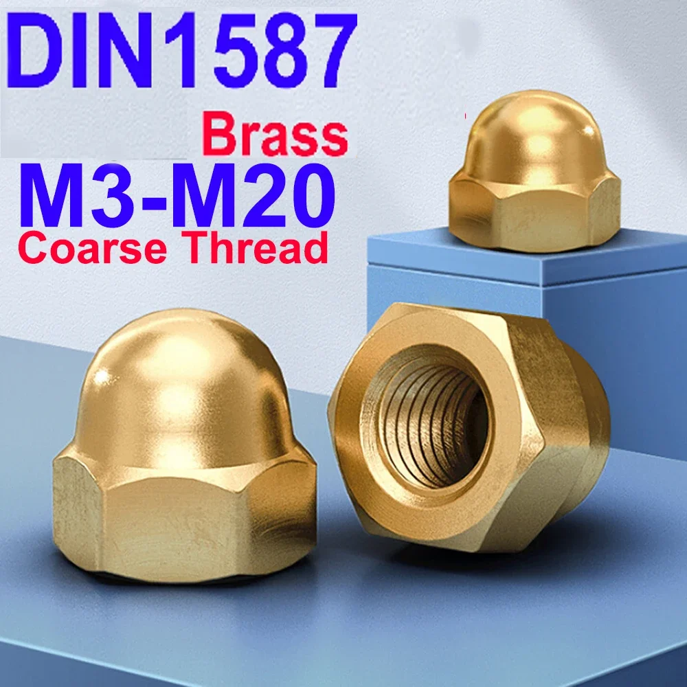 

Brass Acorn Nuts DIN1587 M3 M4 M5 M6 M8 M10 M12 M14 M16 M18 M20 Brass Cap Hex Nuts Decorative Dome Cover Semicircle Nuts