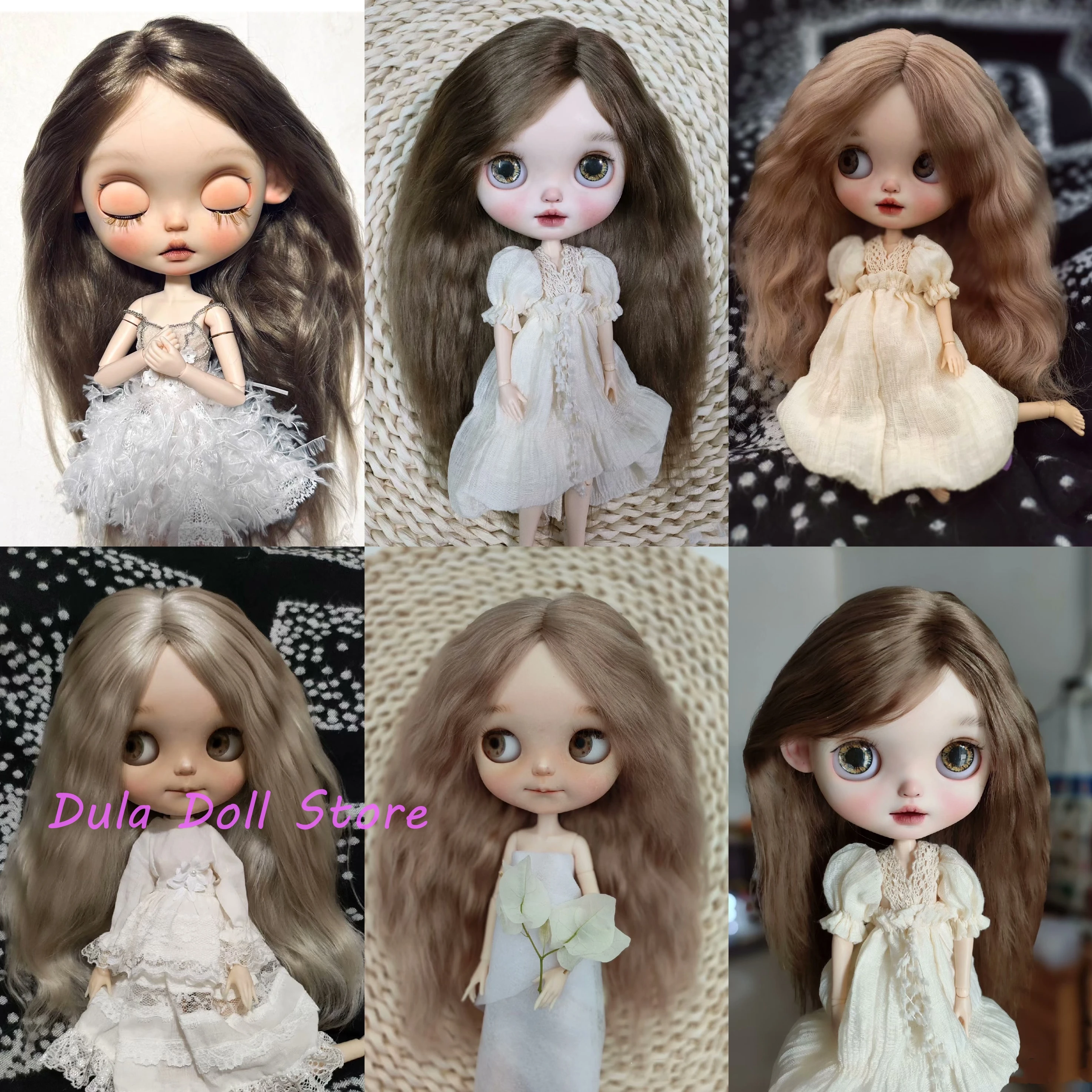 

Dula Doll Wigs for Blythe Qbaby doll natural Mohair Microvolumes curls 9-10 inch head circumstance