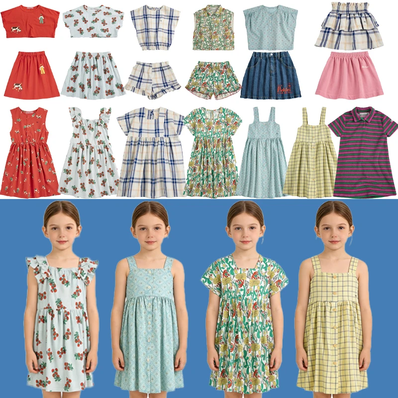 

Summer 2026 New Kids Casual Dress Korean Girls' Printed Camisole Dress Baby Girl Casual Short Skirt Set