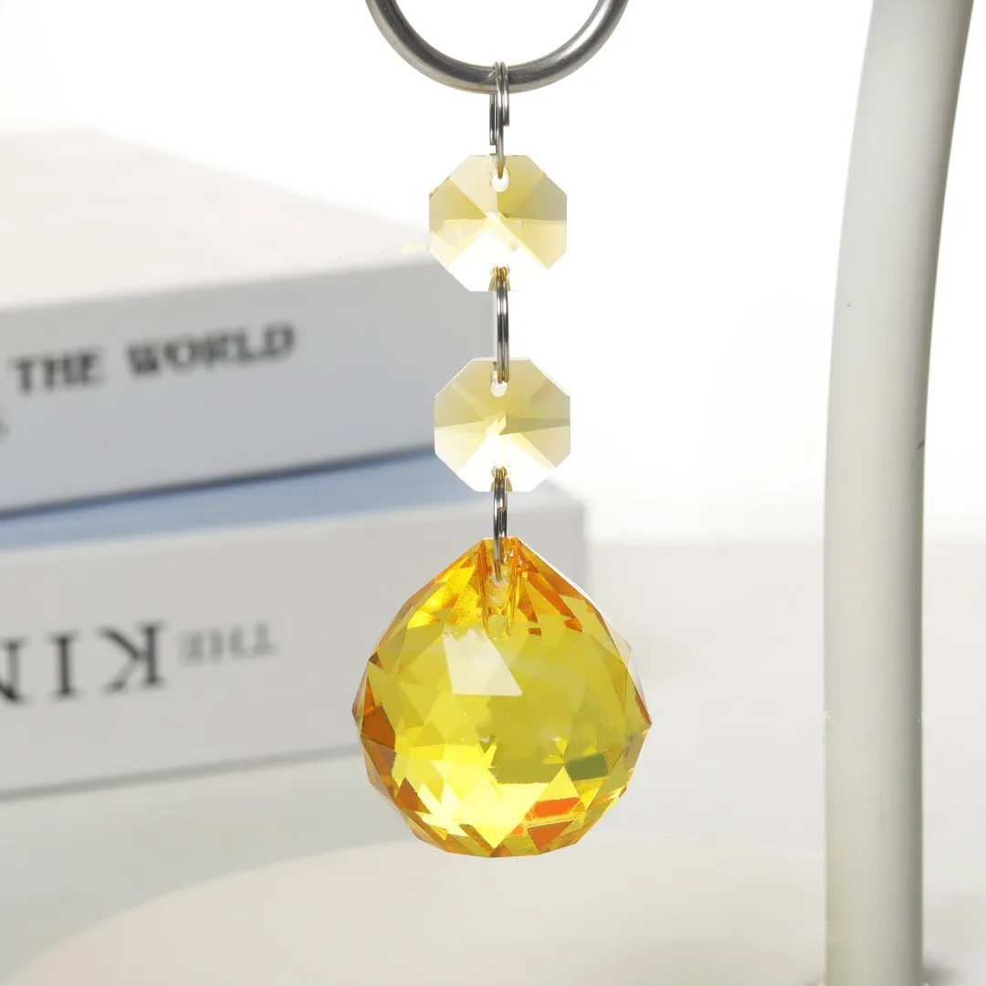 Camal 5PCS 30mm K9 Crystal Ball Pendant Garland Octagon Bead w/ Gold Ring SunCatcher Lamp Lighting Chandelier Hanging