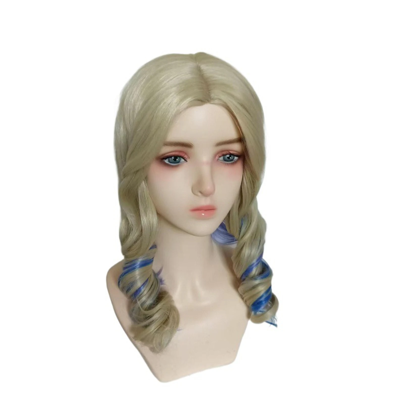 Peluca de Cosplay de película Zombies Addison Wells para mujer, pelo rizado dorado de longitud media con reflejos, peluca resistente al calor