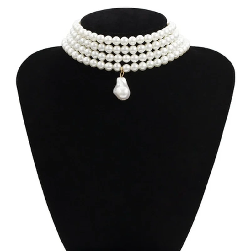 Fashion Women Accessories Multi-layer Imitation Pearl Necklace Metal Fixed Jewerly Accessories for Women