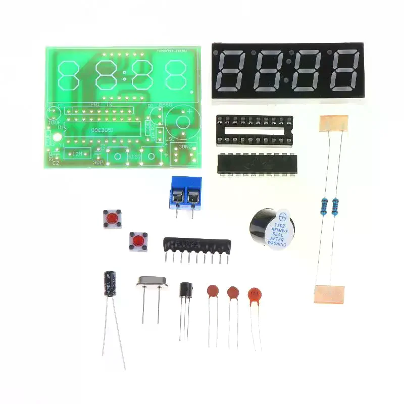 DIY Digital LED Clock Kit 4 Digit Electronic Display Module for Student Practice and Workshop Projects