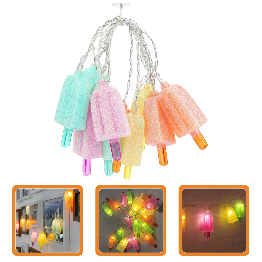 

10LED LED Ice Cream Shape String Lights Operated 1.5m Hanging Decorative Lights for Kids Room Birthday