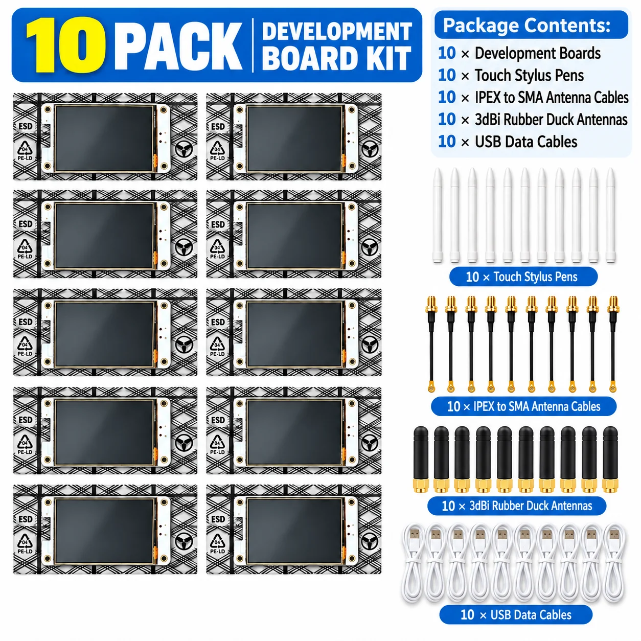 ESP32-2432S028R-PLUS 10 Pack ESP32 HMI Display Board 2.8