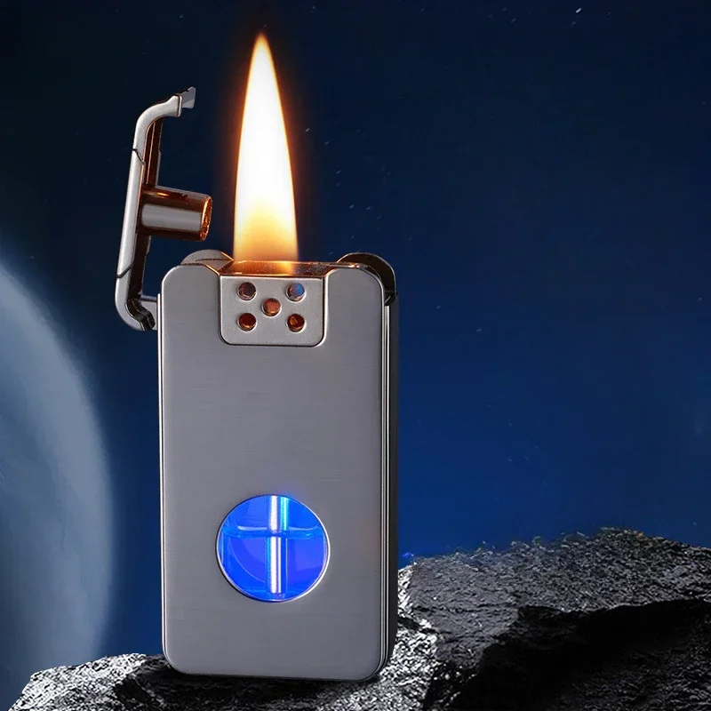 New Intelligent Voice Controlled Ignition Kerosene Windproof Lighter Retro Transparent Oil Barrel LED Lighter Smoking Gift Tool