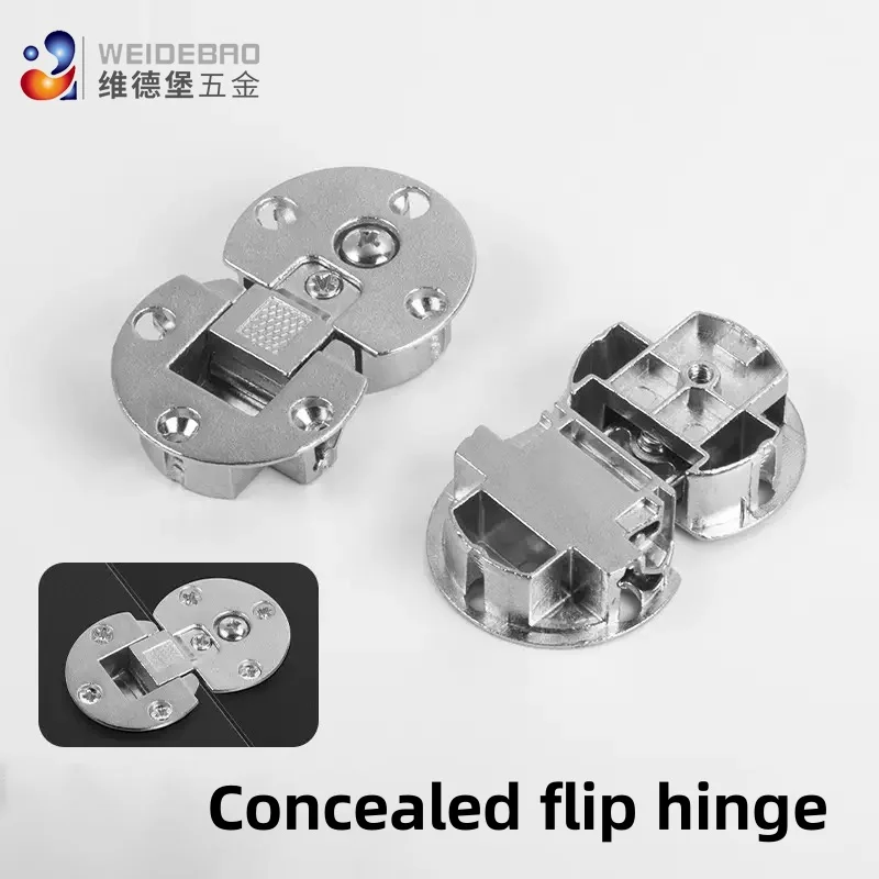 2PC 90-Degree Zinc Alloy Semi-Circular Folding Hinges for Cabinets - Hidden Door Hinges for Home Improvement
