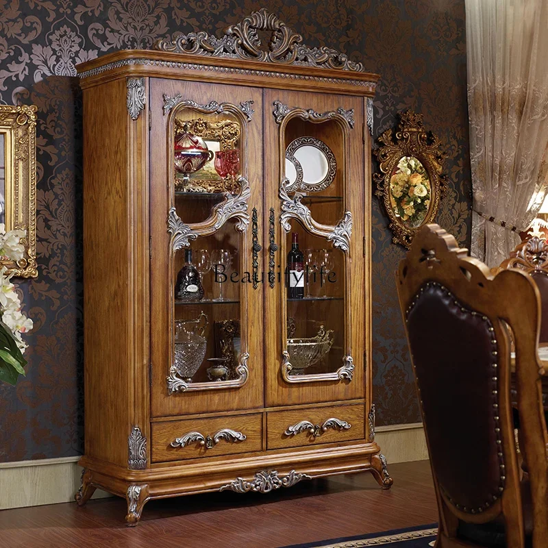 

yj19 European-style carved locker, two-door wine cabinet storage