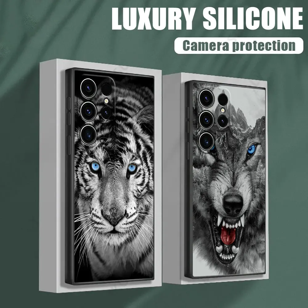Wolf Lion Tiger Animal Phone Case for Samsung Galaxy S26 S25 Ultra S24 S23 Ultra S22 Plus S21 5G S20 S21 FE S26Ultra Soft Funda