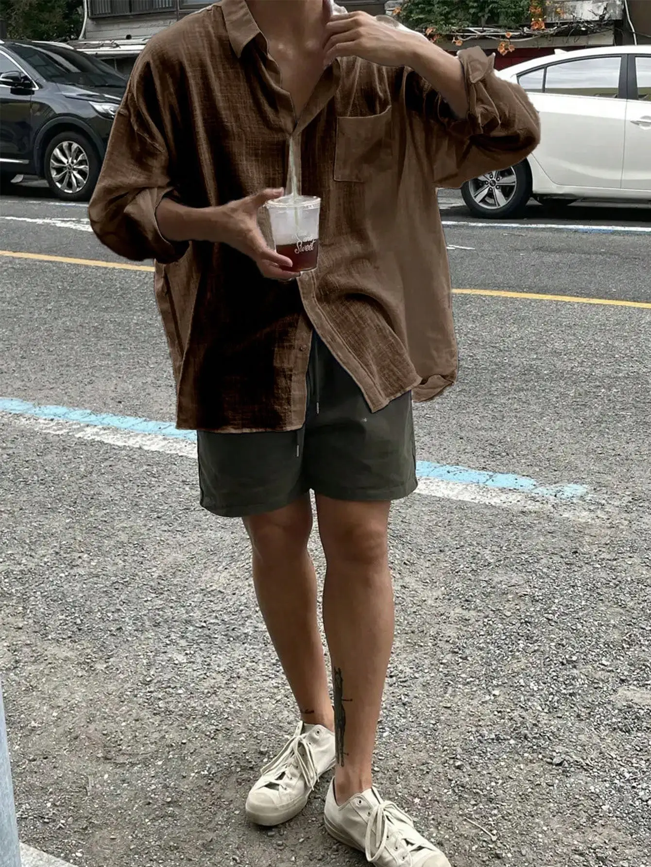 

Men's Solid Color Long Sleeve Single Breasted Loose Casual Shirt