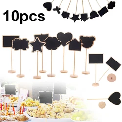 10Pcs Wooden Mini Blackboard Signage Small Blackboard Label Message Board Signage Wedding Birthday Party Decoration Stand