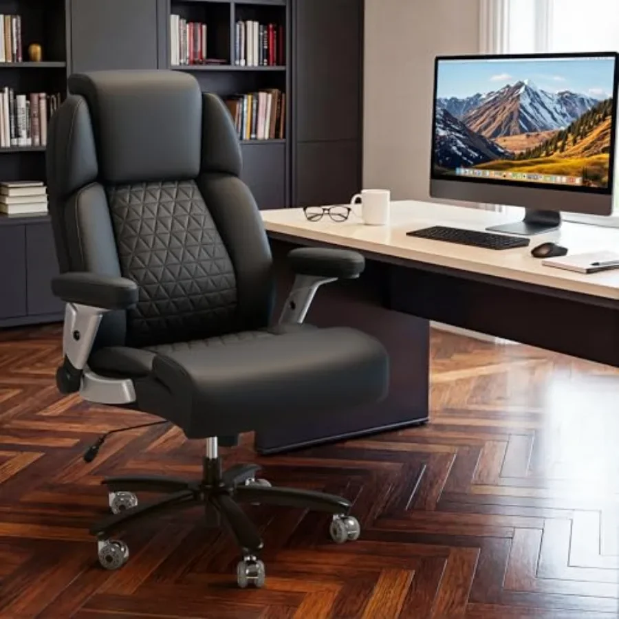 Big and Tall Office Chair 500lbs Capacity, Executive High Back Ergonomic Desk Chair with Adjustable Inflatable Lumbar Support,