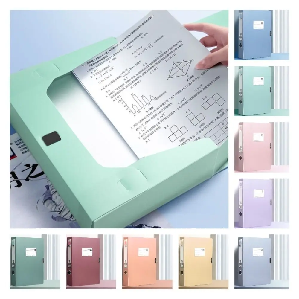 File Organizer Thickened A4 File Folder Dustproof Morandi Color Paper Storage Box PP Plastic Document Case Office