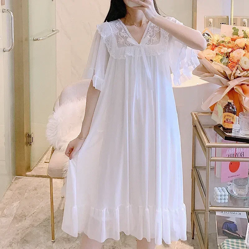 

Dress Lolita Nightdress Sweet Dleeping Ruffles Negligee Japanese Womens Long Nightgowns Ladies Elegant Vintage Girls Sleepwear