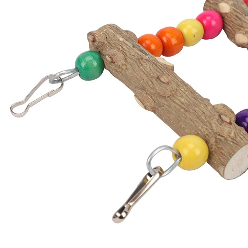 3/5/7 Ladder Birds Pet Parrot Ladders Climbing Toy Natural Wood Hanging Colorful Ball Toy for Conures Parakeets Cockatiels D9253