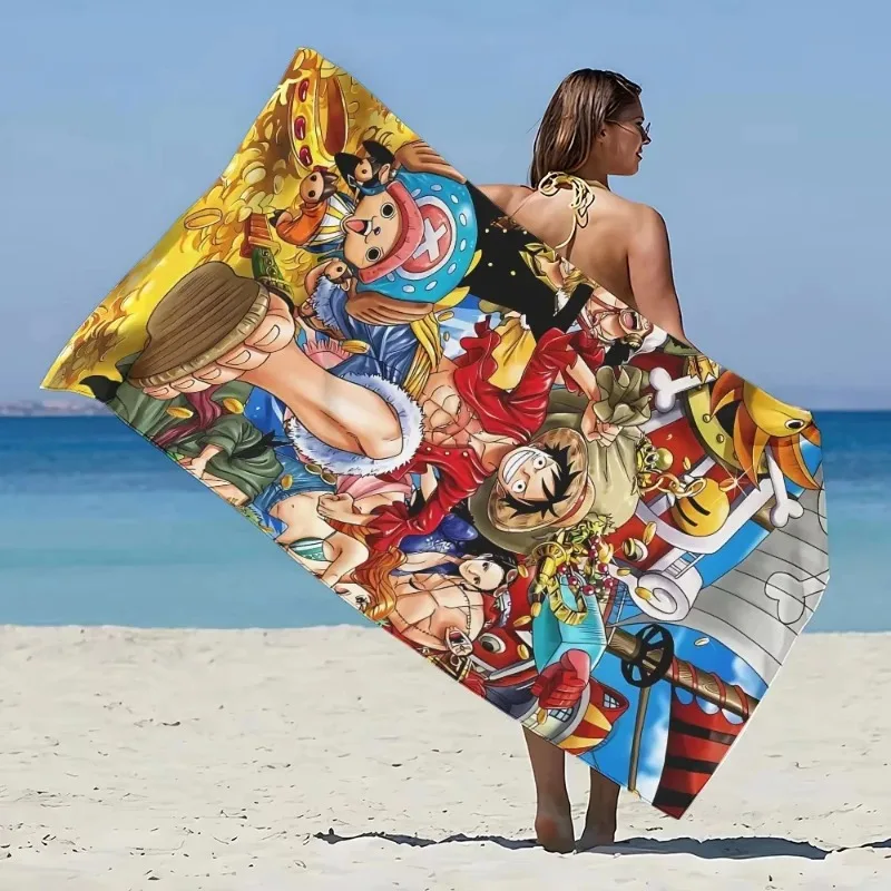 Une pièce Luffy Gear 5 serviette de plage microfibre sans sable serviettes de piscine à séchage rapide cadeau pour les femmes voyage salle de sport douche Camping