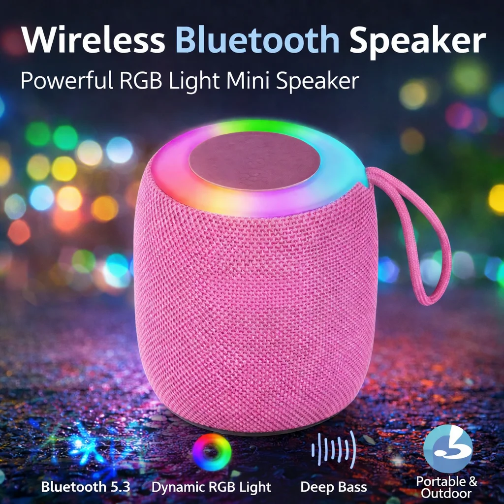 Outdoor Portable Wireless Bluetooth Speaker, Mini Subwoofer for Car and Home, Colorful LED Light Atmosphere Music Speaker