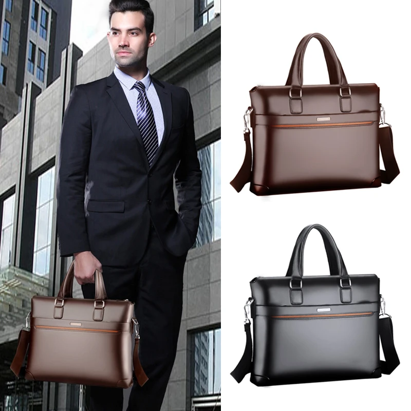 

Kangaroo PU Leather Briefcases For Men Laptop Designer Document Business Tote Handbag Shoulder Square Side Porter Crossbody Bag