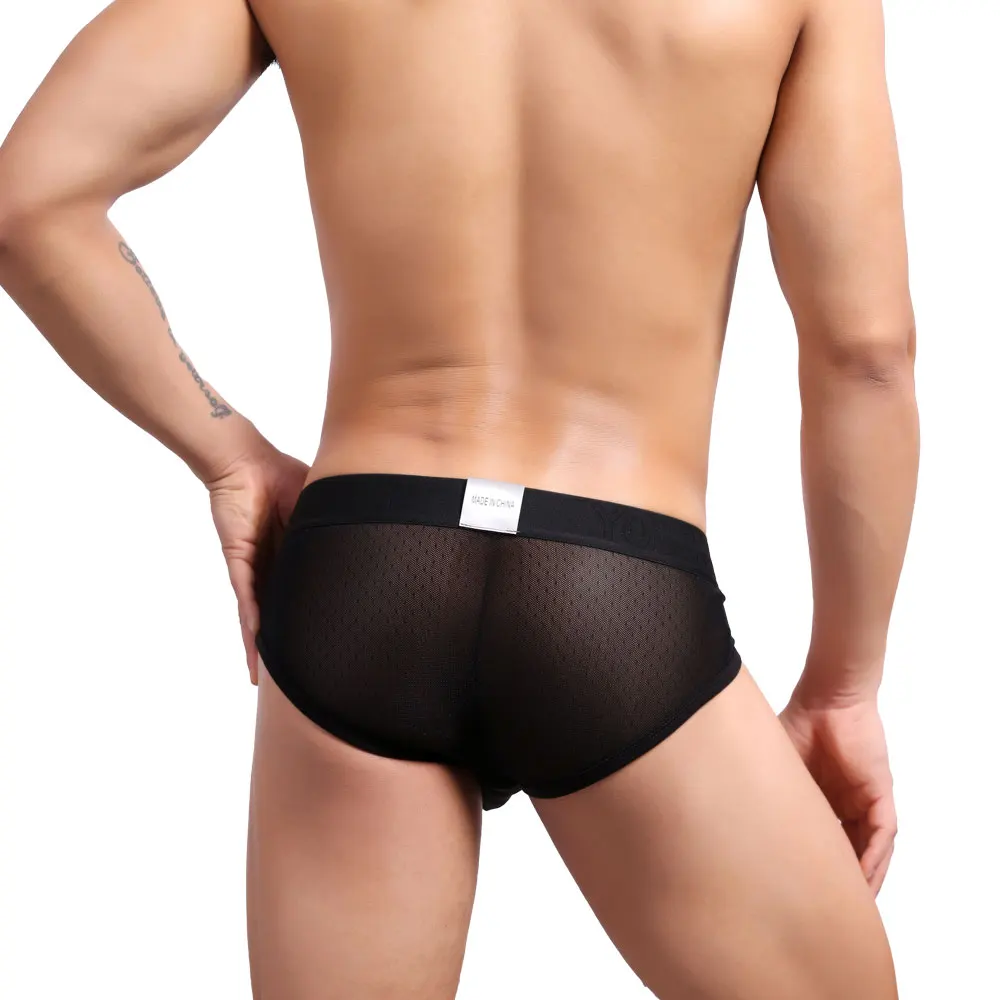 Men's Low Waist U-Convex Triangle Mesh Underwear Breathable Comfortable Large Bag Design Sexy Briefs for Men