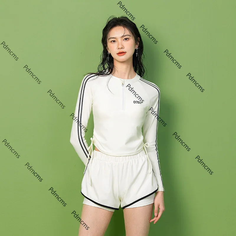 

2025 new polyester good split swimsuit for women, conservative and slightly fat girls, covering their bellies and looking thin,