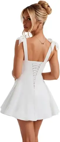 Axelbandslösa homecoming-klänningar för tonåringar med rosett, satinveckad, a-linjeformad mini, formell festklänning, cocktailklänningar, kort balklänning 8 best sales semiformella klänningar för tonåringar - №4