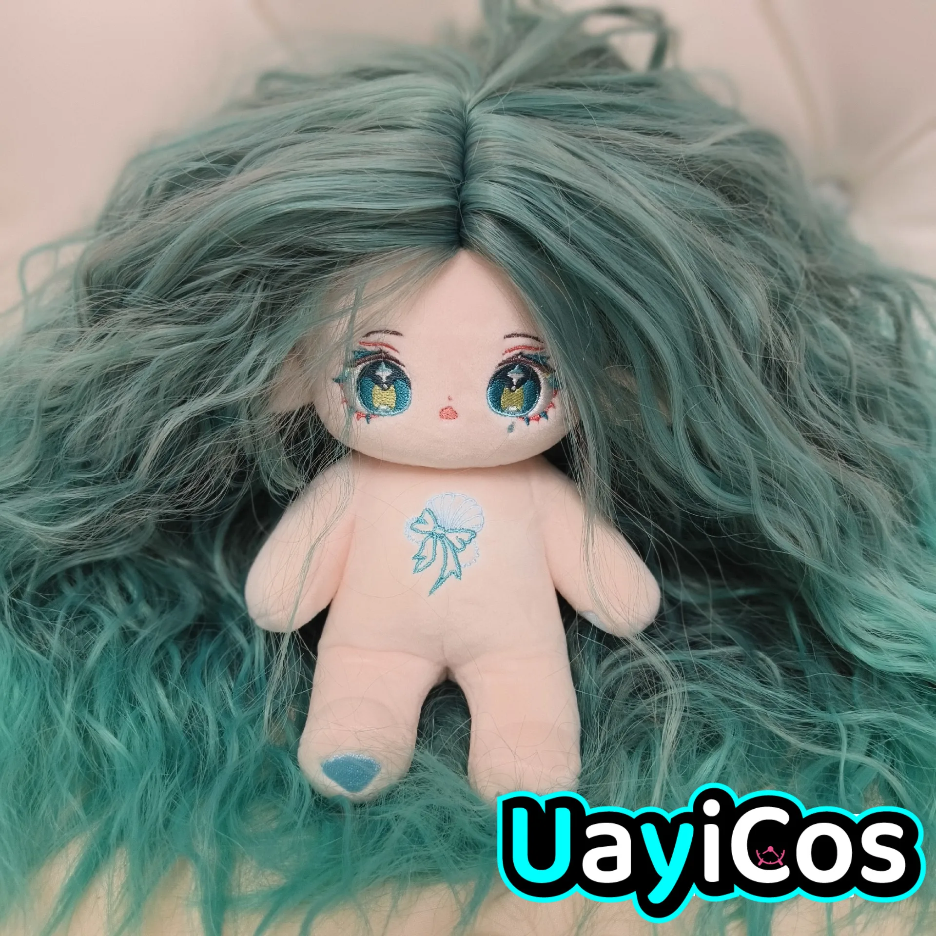 Anime Jiao Ling Ocean Mermaid Princess Long Hair Wig Monster Stuffed 20cm Cute Plushie Cotton Plush Pillow Doll  Toy For Kids Gi