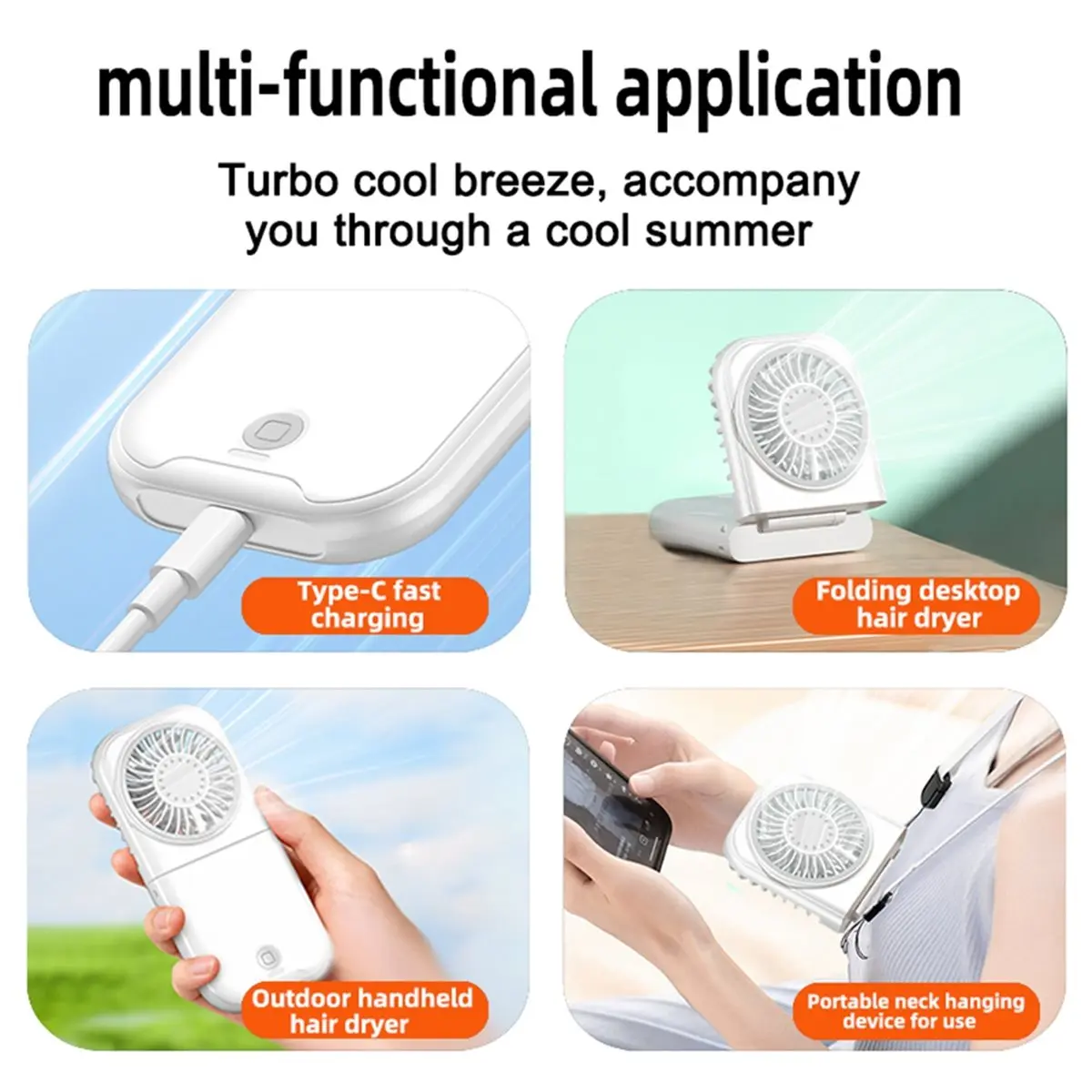 [A99U] X30 USB Small Fan Outdoor Portable Handheld Fan Ultra-Quiet Slim Folding Mini Desktop Fan White