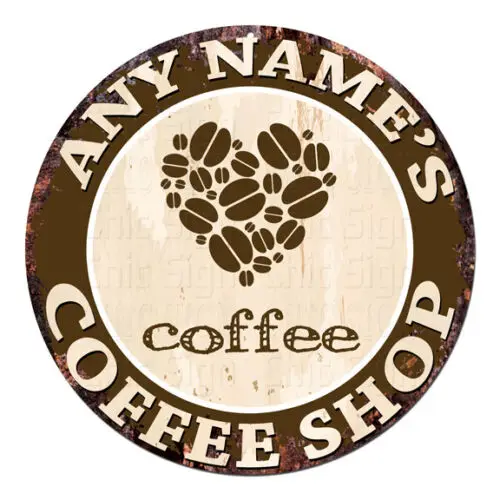 CP-0085 ANY NAME'S COFFEE SHOP Custom Personalized Chic Tin Sign Decor Gift idea