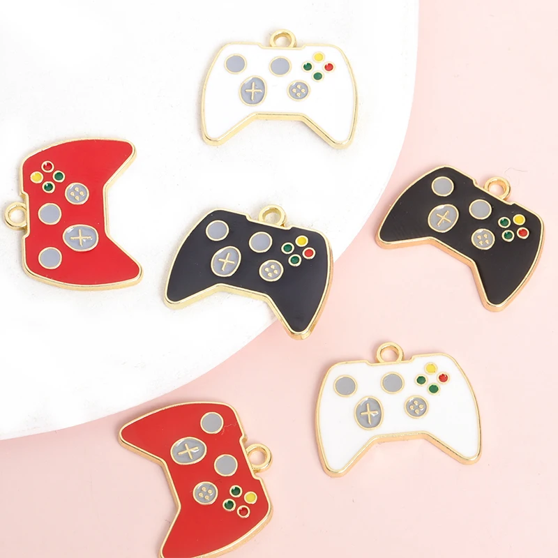 10pcs 3-Color Game Handle Enamel Charms Fun Necklace Keychain Game Console Shape Pendants DIY Creative Ornaments Accessories