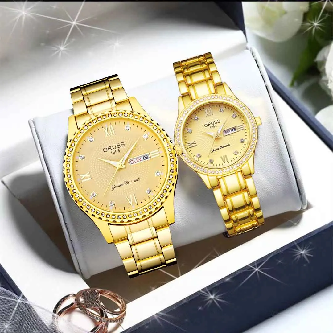 Couple watches a pair of matching personality handsome double calendar durable men's watch small niche ins retro women's watch