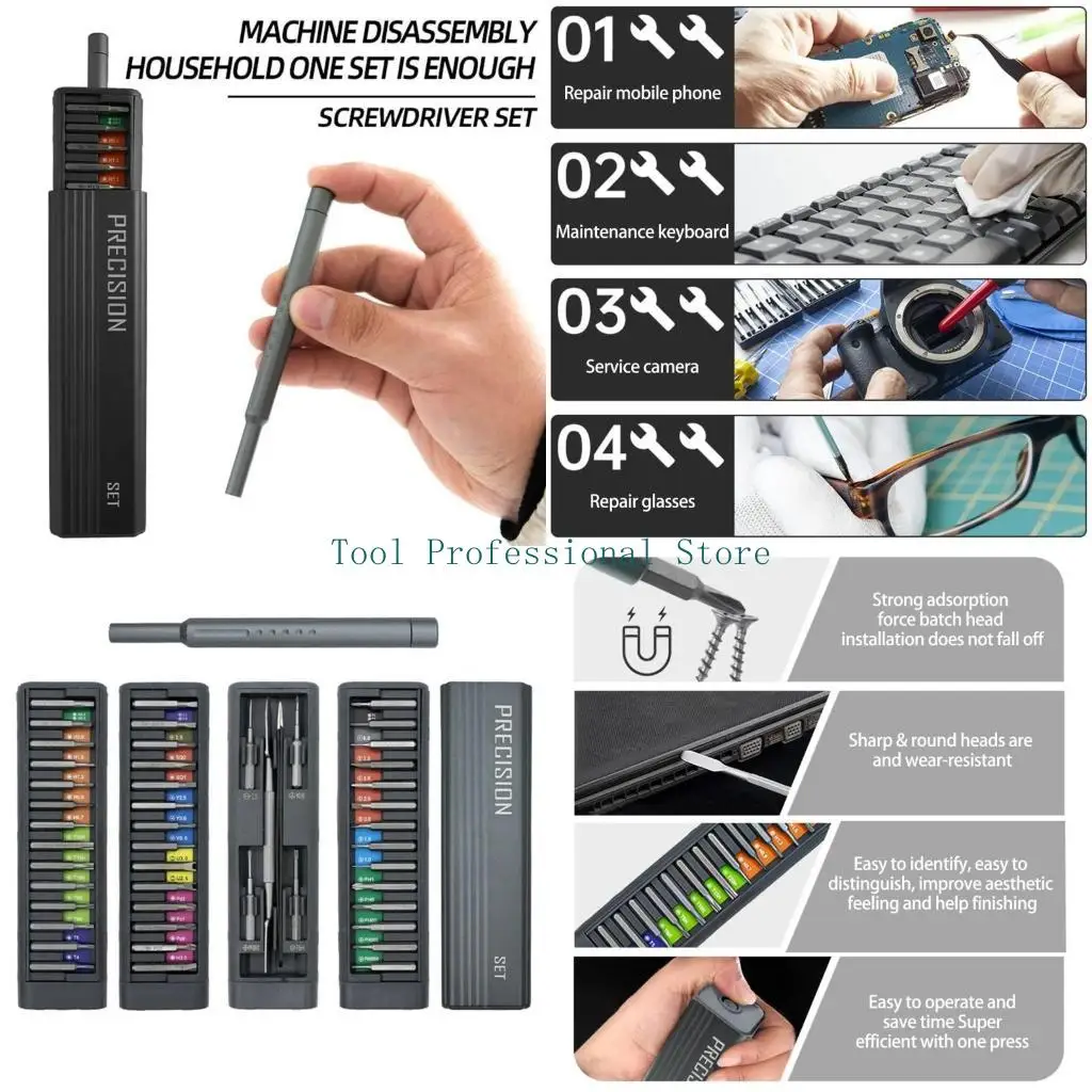 

57QF Multipurpose 49Piece Precisions Screwdriver Set with Magnetic Bits for Electronics and Home Maintenance Repair Tools Kit