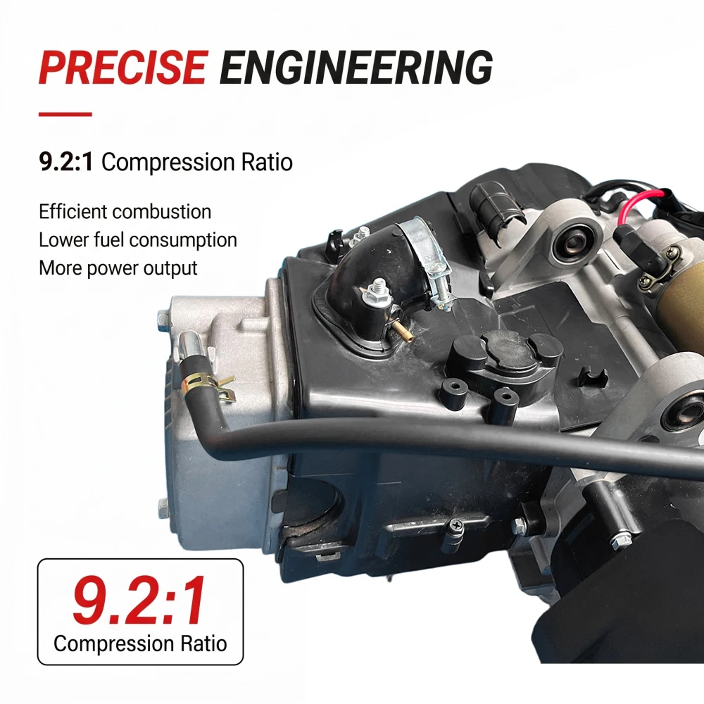 150CC Single Cylinder 4 Stroke Air Cooled Engine 7.2kW CVT Electric Kick Start Top Mount Long Crankcase Good Heat Dissipation