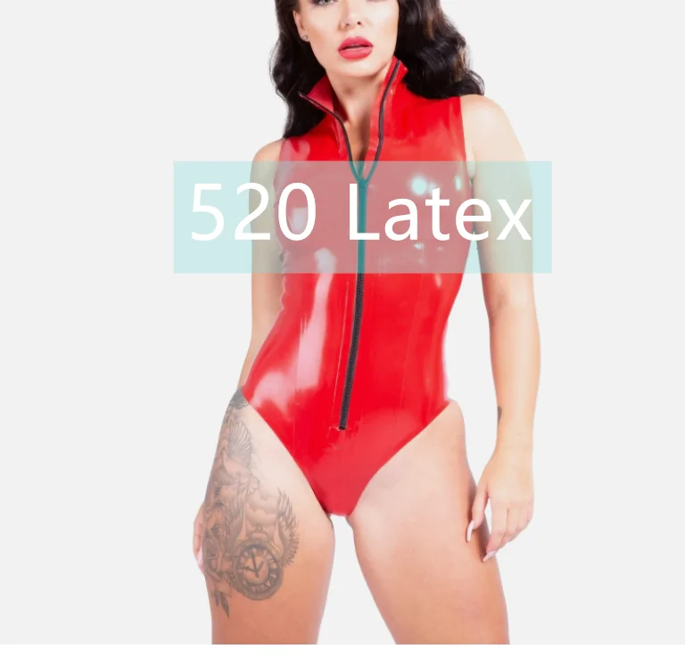 

Натуральный латексный красный комбинезон-боди для женщин, сексуальный купальник из латексной резины, эротическое белье, комбинезон с молнией спереди, фетиш-белье, латексное бикини